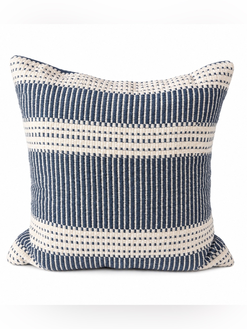Navy Ivory Woven Coastal Farmhouse Decorative Throw Pillow